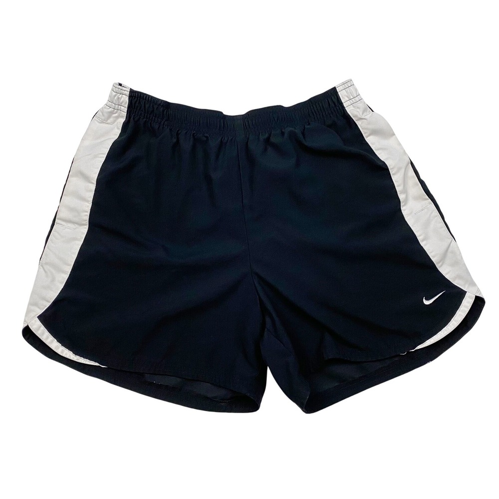 Nike Women Running Shorts Black White Swoosh Athletic Gym Workout M Unlined